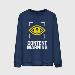 Свитшот хлопковый мужской Content Warning logo, цвет: тёмно-синий