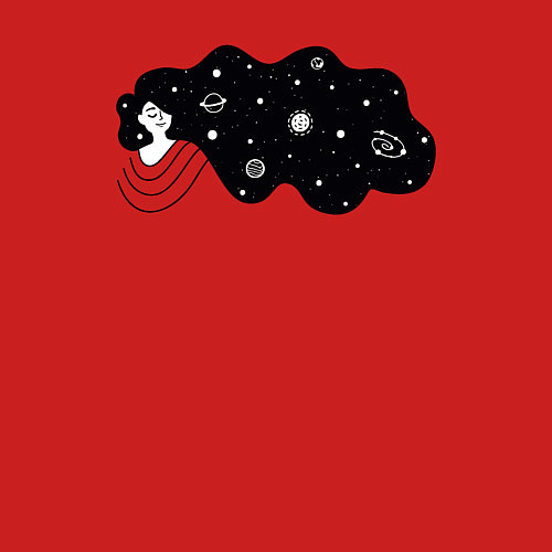 Мужской свитшот Космос в волосах / Красный – фото 3