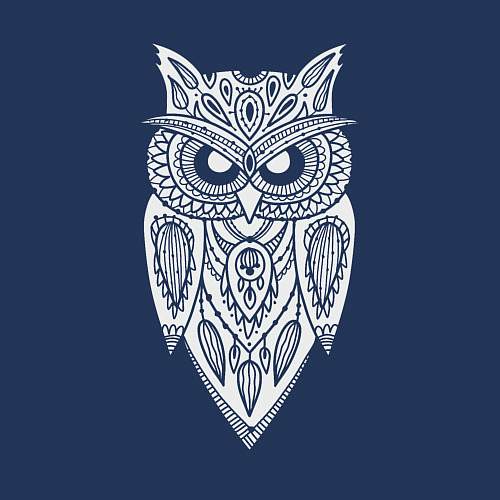 Мужской свитшот Узорный филин / Тёмно-синий – фото 3