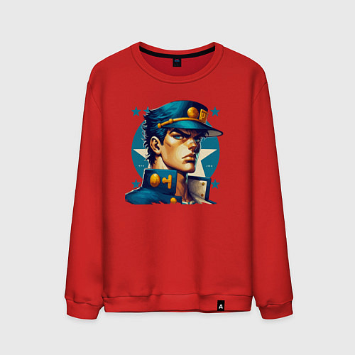 Мужской свитшот Jojo - Jotaro Kujo ai art / Красный – фото 1
