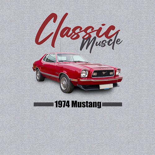 Мужской свитшот Американский маслкар Ford Mustang 1974 года / Меланж – фото 3