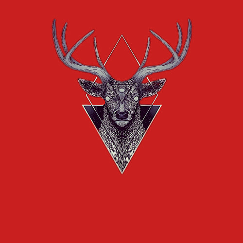 Мужской свитшот Трехглазый олень / Красный – фото 3