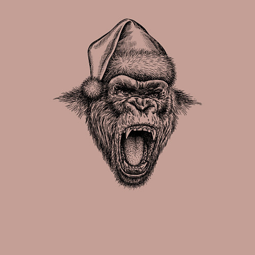 Мужской свитшот Рычащая новогодняя горилла / Пыльно-розовый – фото 3