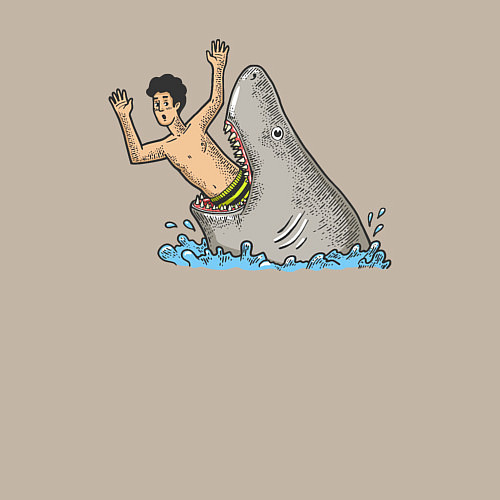 Мужской свитшот Остерегайся акул / Миндальный – фото 3