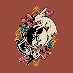 Свитшот хлопковый мужской Кролики инь ян, цвет: кирпичный — фото 2