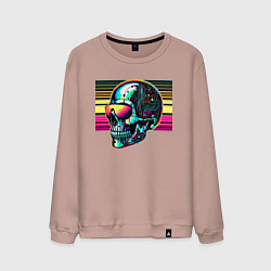 Свитшот хлопковый мужской Cyber skull - fantasy ai art, цвет: пыльно-розовый