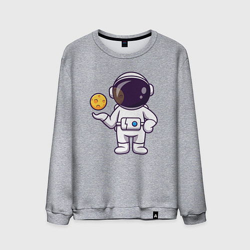 Мужской свитшот Космонавт и планета / Меланж – фото 1