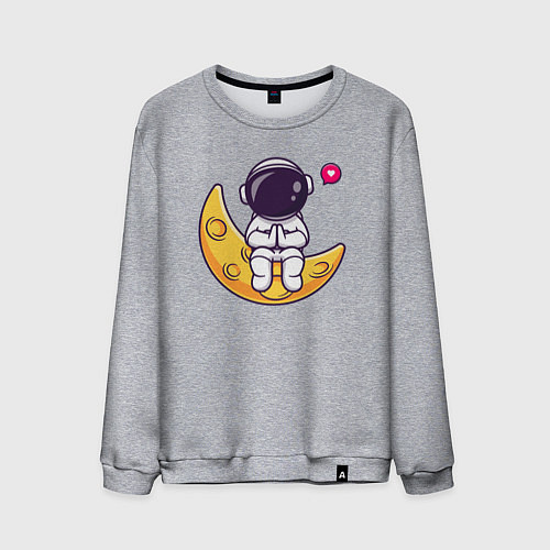 Мужской свитшот Луна и астронавт / Меланж – фото 1