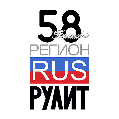 Мужской свитшот 58 - Пензенская область / Белый – фото 3