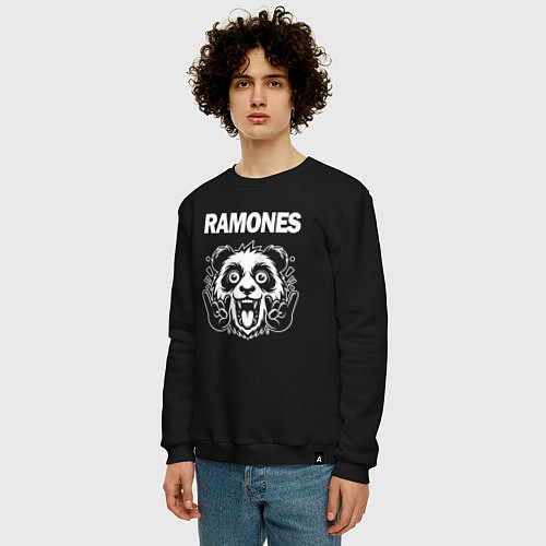 Мужской свитшот Ramones rock panda / Черный – фото 3