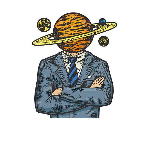 Мужской свитшот Человек сатурн / Белый – фото 3