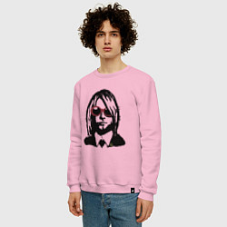 Свитшот хлопковый мужской Kurt Cobain Nirvana portrait, цвет: светло-розовый — фото 2