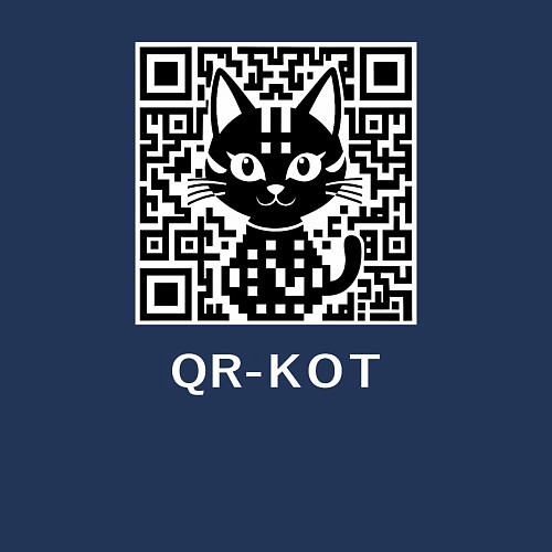 Мужской свитшот QR-кот / Тёмно-синий – фото 3