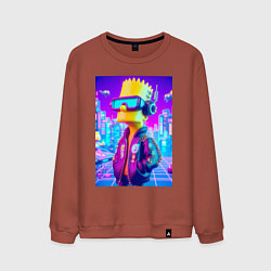 Свитшот хлопковый мужской Cyber Bart on a virtual glasses, цвет: кирпичный
