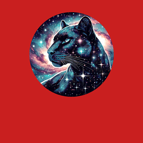 Мужской свитшот Звёздная пантера - нейросеть / Красный – фото 3