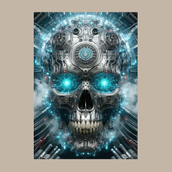 Свитшот хлопковый мужской Electrified cyber skull - ai art fantasy, цвет: миндальный — фото 2