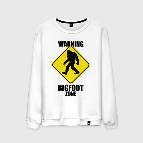 Мужской свитшот Предупреждающий знак Bigfoot zone / Белый – фото 1