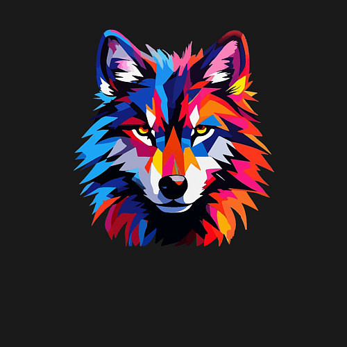 Мужской свитшот Красочный волк поп арт / Черный – фото 3