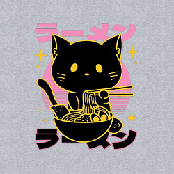 Свитшот хлопковый мужской Котик с лапшой, цвет: меланж — фото 2