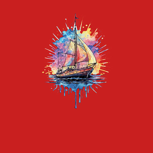 Мужской свитшот Парусник на закате / Красный – фото 3