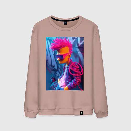 Мужской свитшот Bart Simpson - punk / Пыльно-розовый – фото 1
