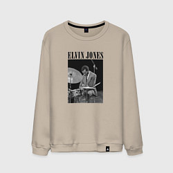 Свитшот хлопковый мужской Elvin Jones great jazz drummer, цвет: миндальный