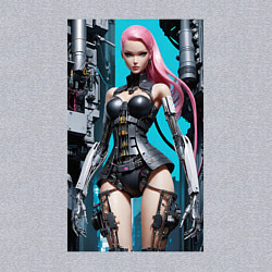 Свитшот хлопковый мужской Barbie cyber warrior - ai art fantasy, цвет: меланж — фото 2