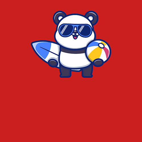 Мужской свитшот Панда на море / Красный – фото 3