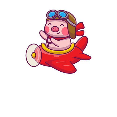 Мужской свитшот Поросёнок авиатор / Белый – фото 3