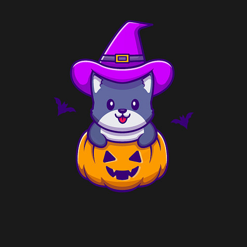 Мужской свитшот Kitty halloween / Черный – фото 3