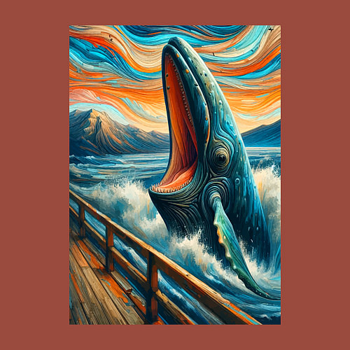 Мужской свитшот Кит кричит - мем нейросеть / Кирпичный – фото 3