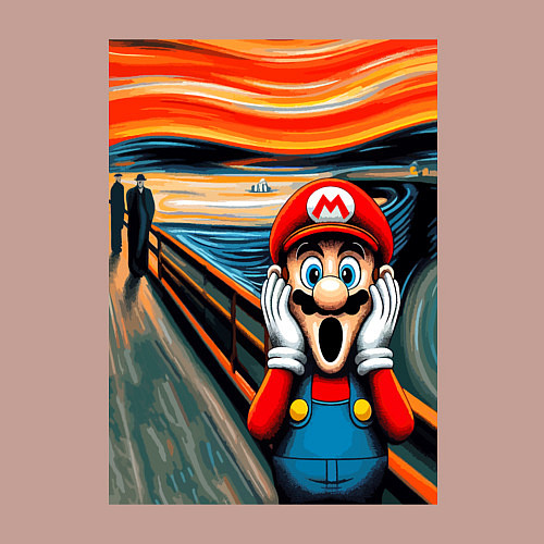 Мужской свитшот Марио кричит - мем нейросеть / Пыльно-розовый – фото 3