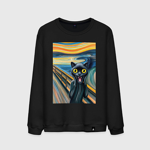 Мужской свитшот Пантера кричит - мем нейросеть / Черный – фото 1