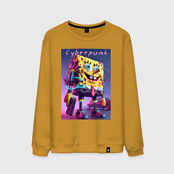 Мужской свитшот Sponge Bob with a pistol - cyberpunk ai art