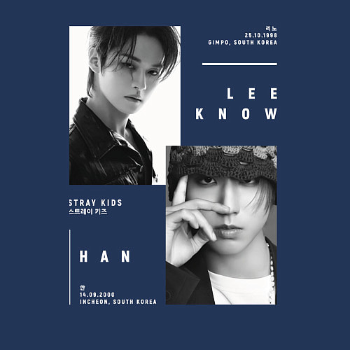 Мужской свитшот Stray kids Minsung Lee know Han / Тёмно-синий – фото 3