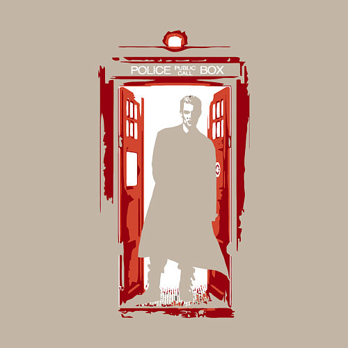 Мужской свитшот Tardis red / Миндальный – фото 3