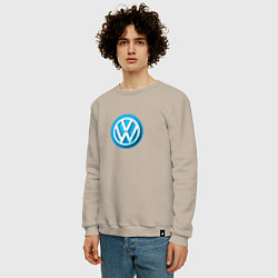 Свитшот хлопковый мужской Volkswagen logo blue, цвет: миндальный — фото 2