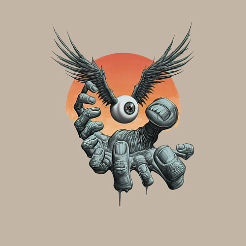 Мужской свитшот Я вижу тебя - глаз с крыльями / Миндальный – фото 3