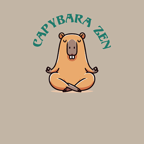 Мужской свитшот Забавная капибара дзен медитирует в позе лотоса / Миндальный – фото 3