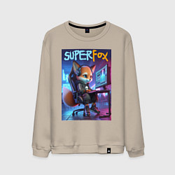 Мужской свитшот Super fox gamer - ai art fantasy