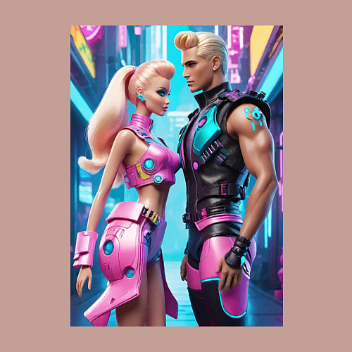 Мужской свитшот Barbie and Ken - ai art fantasy / Пыльно-розовый – фото 3