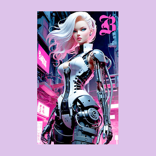 Мужской свитшот Pretty Barbie blond - cyberpunk ai art / Лаванда – фото 3