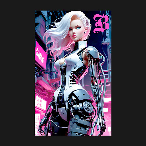 Мужской свитшот Pretty Barbie blond - cyberpunk ai art / Черный – фото 3