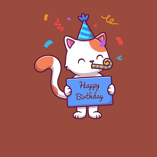 Мужской свитшот Котик поздравляет с днём рождения / Кирпичный – фото 3