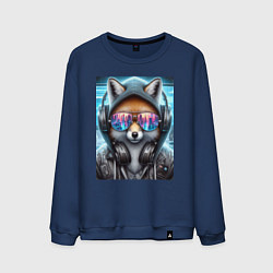 Свитшот хлопковый мужской Urban fox - ai art, цвет: тёмно-синий