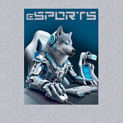 Свитшот хлопковый мужской Крутой волчара киберспортсмен - нейросеть, цвет: меланж — фото 2