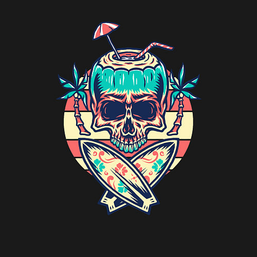 Мужской свитшот Skull and surf / Черный – фото 3