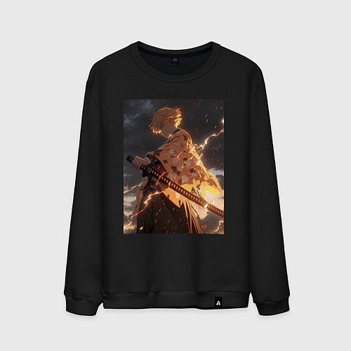 Мужской свитшот Клинок, рассекающий демонов Дзэнъицу Агацума молни / Черный – фото 1