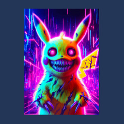 Свитшот хлопковый мужской Пикачу монстр - хэллоуинский хоррор, цвет: тёмно-синий — фото 2