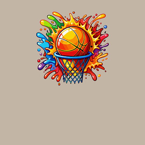 Мужской свитшот Мяч в баскетбольном кольце / Миндальный – фото 3